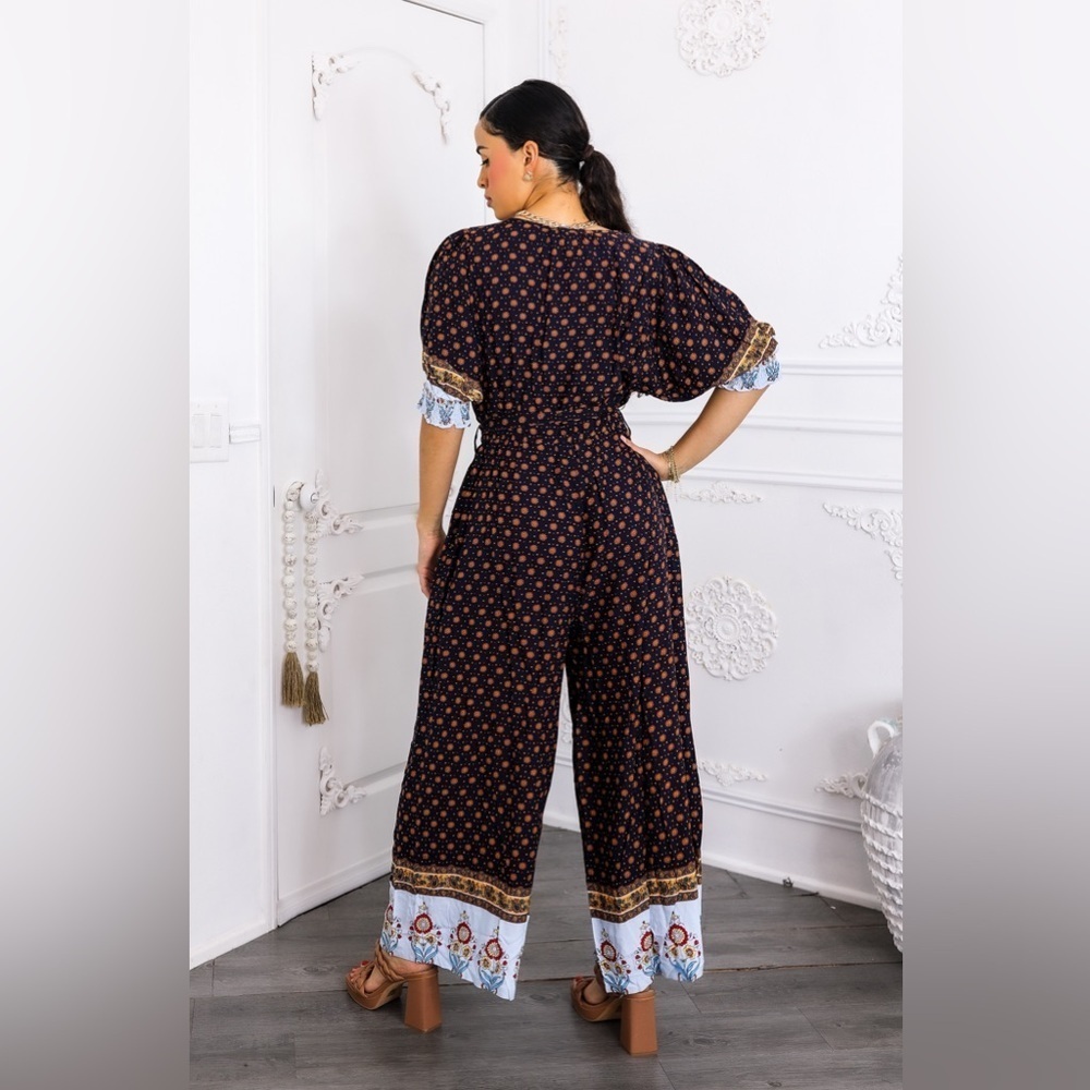 Black and multi Patterned Jumpsuit - Picture 3 of 5